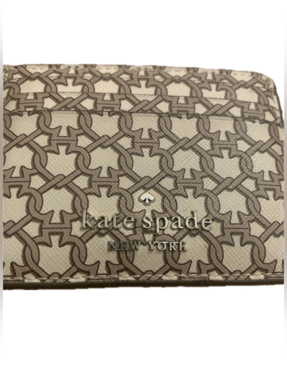Kate Spade Linked Spade White Multi Card Holder Slim Wallet Like New - EUC